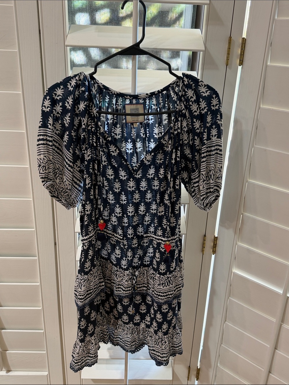 Navy & White Printed Women’s Swim Coverup Tunic